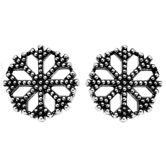 925 Sterling Silver Snow Push Back Women Earring - Picture 1 of 3